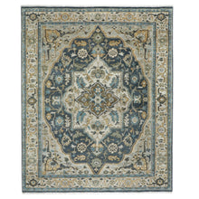 9x12 Blue, Gray, Beige Color Hand Knotted Oushak Wool  Oriental Rug