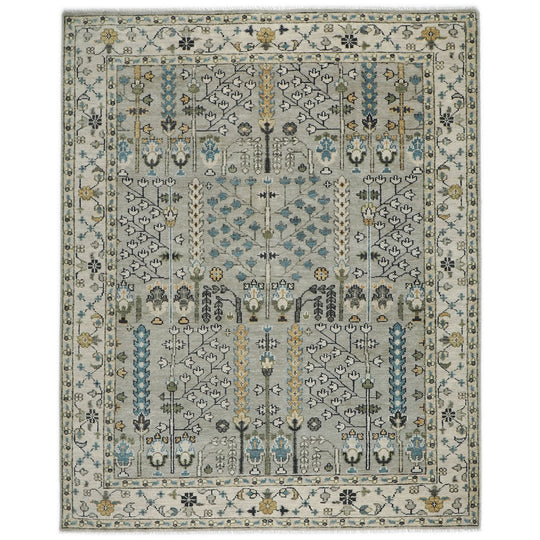 9x12 Hand Knotted Wool Gray,Beige Oushak Transitional Rug