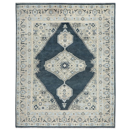 9'1''x11'11'' Hand Knotted Wool Gray,Blue Oushak Tabriz Rug