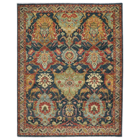 9x12'2'' Hand Knotted Wool Blue,Sage Oushak Arts and Crafts Rug