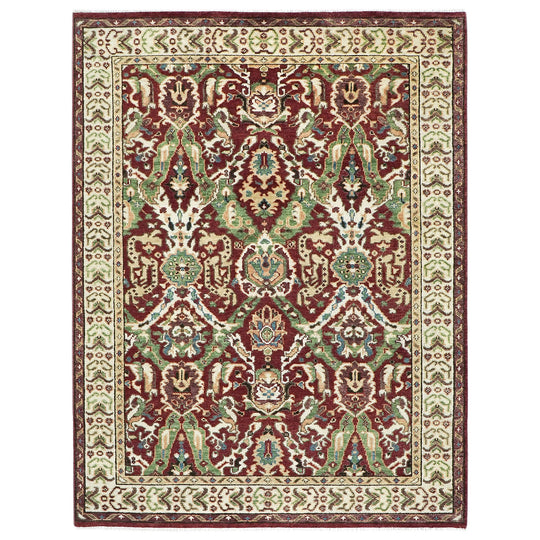 8'8''x12 Hand Knotted Wool Rust,Lime Oushak Transitional Rug