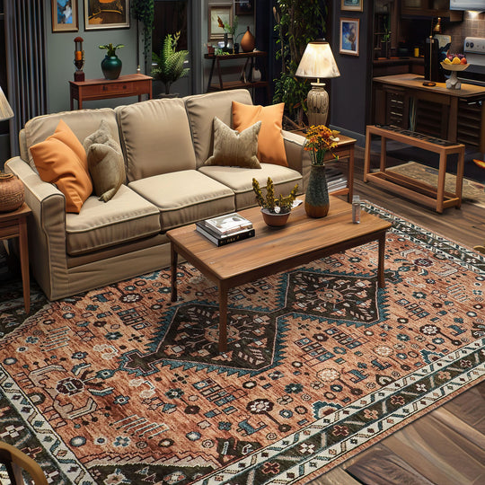 9x12'1'' Hand Knotted Wool Peach,Green Oushak Southwestern Rug