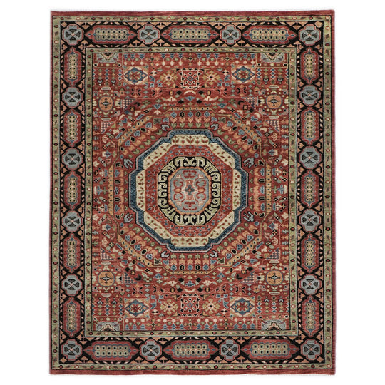 8'10''x12 Hand Knotted Wool Rust,Sage Oushak Traditional Rug