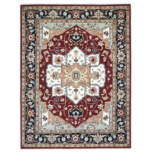 8'10''x12'4'' Hand Knotted Wool Rust,Ivory Oushak All-Over Floral Lattice Heriz Rug