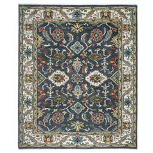 9x12 Blue, Ivory, Green Color Hand Knotted Oushak Wool Arts and Crafts Oriental Rug