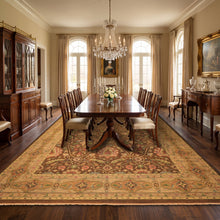 10x14 Brown, Moss, Gold Color Hand Knotted Soumak Wool Transitional Oriental Rug