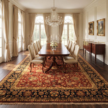 12x18 Burgundy, Black, Green Color Hand Knotted Agra New Zealand Wool Traditional Oriental Rug