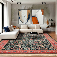 10x14 Emerald, Pink, Rose Color Hand Knotted Sino Persian Wool & Silk Traditional Oriental Rug
