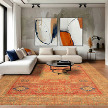 9x12 Burnt Orange, Gold, Celadone Color Hand Knotted Cairene Mamluk Wool Traditional Oriental Rug