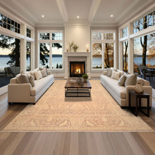 9x12 Tan, Ivory, Color Hand Knotted Peshawar Wool Transitional Oriental Rug