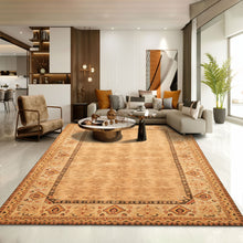 6x9 Tan, Ivory, Gold Color Hand Knotted Agra Wool Transitional Oriental Rug