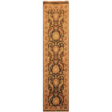 Multi Size Runner Hand Knotted Wool Brown, Gold Agra Traditional Rug