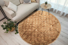 8' Round Camel, Celadon, Color Hand Knotted Tibetan New Zealand Wool Transitional Oriental Rug