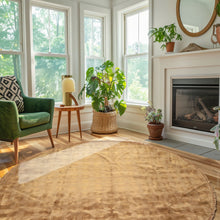 Round Tan, Gold, Color Hand Knotted Tibetan New Zealand Wool Transitional Oriental Rug