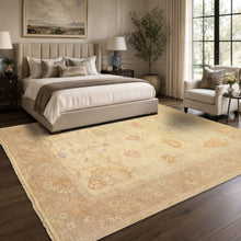 8x10 Ivory, Beige, Taupe Color Hand Knotted Oushak Wool Transitional Oriental Rug