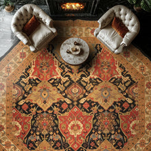 Octagon Black, Ivory, Gold Color Hand Knotted Soumak Wool Traditional Oriental Rug