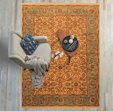 6x9 Gold, Turquoise, Rust Color Hand Knotted Oushak Wool Traditional Oriental Rug