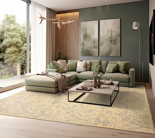 8'1''x10'1'' Hand Knotted Wool Ivory, Gray Peshawar Transitional Rug