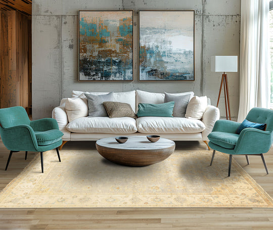 5'11''x8'10'' Hand Knotted Wool Gray, Slate Washed Out Oushak Transitional Rug