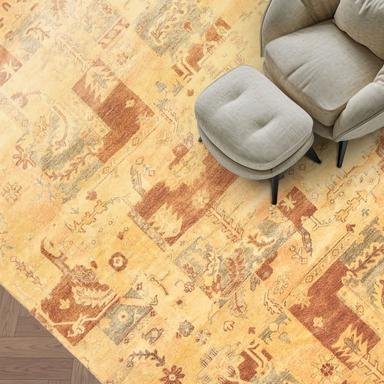 5'11''x8'11'' Hand Knotted Wool Beige, Gold Oushak Modern & Contemporary Rug