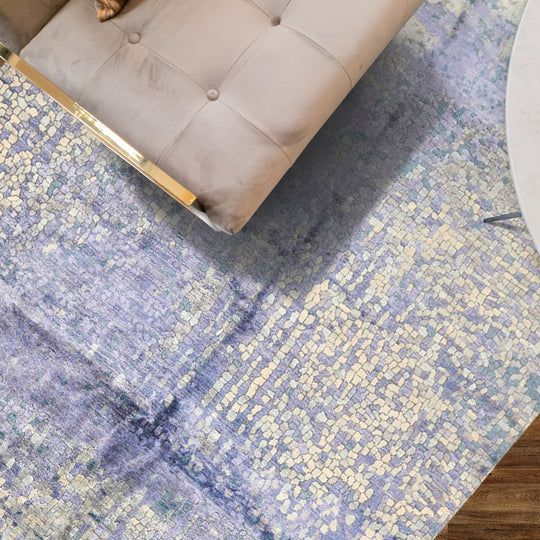 5'11''x8'9'' Hand Knotted Viscose Lavender, Gray Sherpa Modern & Contemporary Rug