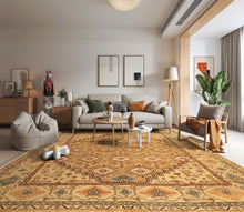 8x10 Caramel, Beige, Brown Color Hand Knotted Oushak Wool Transitional Oriental Rug