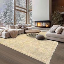 8x10 Taupe, Beige, Turquoise Color Hand Knotted Oushak New Zealand Wool Transitional Oriental Rug