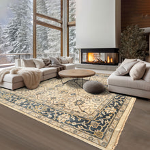 8x10 Beige, Slate, Gray Color Hand Knotted Oushak Wool Transitional Oriental Rug
