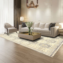 6x9 Ivory, Slate, Blue Color Hand Knotted Oushak Wool Transitional Oriental Rug