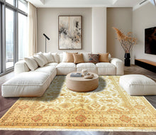 8x10 Beige, Rose, Mint Color Hand Knotted Oushak New Zealand Wool Transitional Oriental Rug