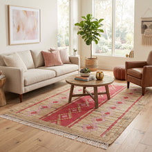 Multi Size Coral Beige Tan Color Hand Woven Kilim Jute Southwestern Oriental Rug