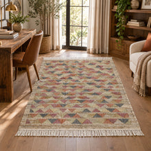 Multi Size Beige coral Gold Color Hand Woven Kilim Jute Southwestern Oriental Rug