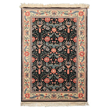 4x6 Black, Ivory, Aqua Color Hand Knotted French Aubusson Savonnerie Wool Traditional Oriental Rug