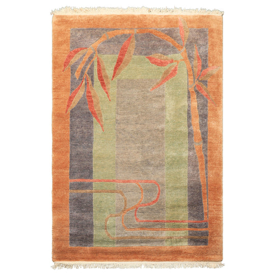 4'8''x7 Hand Knotted Wool Gray, Sage Tibetan Transitional Michaelian & Kohlberg Swiss Wash Rug