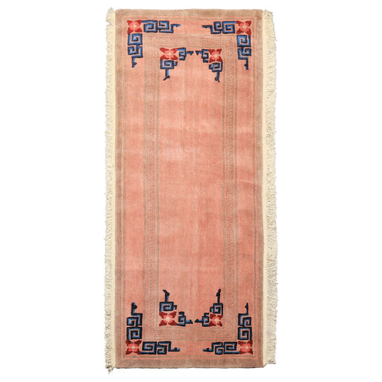 3x7 Hand Knotted Wool Blush, Brown Tibetan Transitional Greek key Geometric Michaelian & Kohlberg Swiss Wash Rug