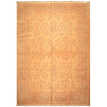9x12 Beige, Celadon, Light Peach Color Hand Knotted Oushak Wool Traditional Oriental Rug