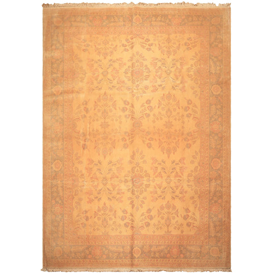 8'8''x12'6'' Hand Knotted Wool Beige Celadon Oushak Traditional Tea Wash fringe Antique finish look Rare Egyptian Rug