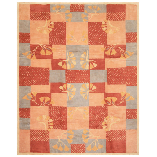 7'11''x9'11'' Hand Knotted Wool Blush Rose Tibetan Transitional Plush Pile Michaelian & Kohlberg Swiss Wash Rug