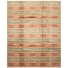 8x10 Blush, Aqua, Gold Color Hand Knotted Tibetan Wool Transitional Oriental Rug