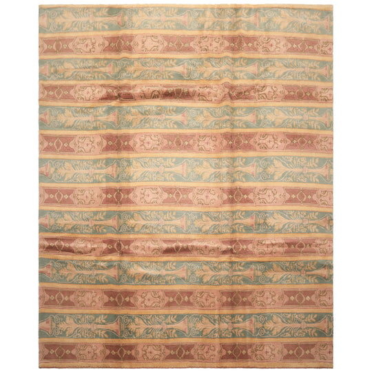 8'2''x9'9'' Hand Knotted Wool Blush Aqua Tibetan Transitional Michaelian & Kohlberg Swiss Wash Rug