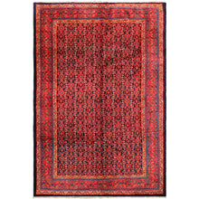 7x10 Navy, Coral, Aqua Color Hand Knotted Mahal Sarouk Wool Traditional Oriental Rug
