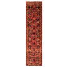 Runner Rust, Tan, Turquoise Color Hand Knotted Bakhtiari Wool Traditional Oriental Rug