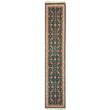 2'6x12 Teal, Ivory, Rose Color Hand Knotted Pak Persian Wool Traditional Oriental Rug