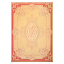8x11 Pale Gold, Rose, Beige Color Hand Woven French Aubusson Needlepoint Wool Traditional Oriental Rug