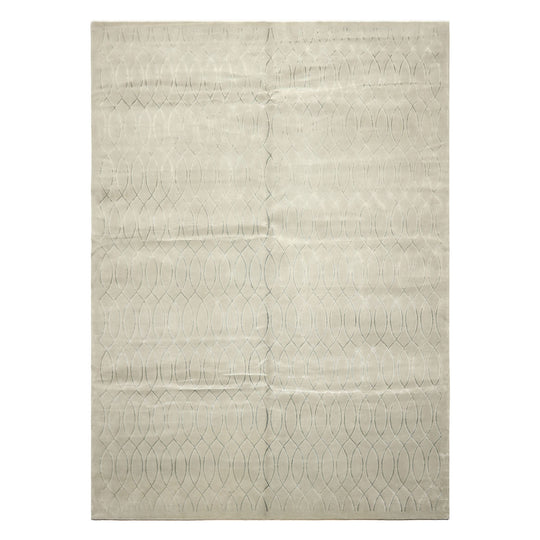 8'7''x11'9'' Hand Knotted Wool & Pure Silk Tone on Tone Faded Seafoam, Premium Tibetan Modern & Contemporay Tibetano Designer Rug
