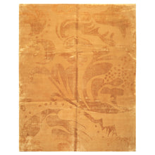 8x10 Tone on Tone Gold, , Color Hand Knotted Tibetan Wool & Pure Silk Modern & Contemporay Oriental Rug