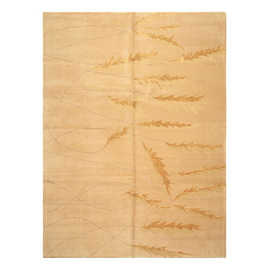 8x10 Hand Knotted Wool & Pure Silk Tan, Gold Premium Tibetan Transitional Tibetano Designer Rug