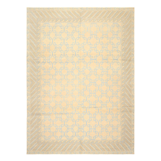 8x10'8'' Hand Knotted Wool Ivory, Beige Premium Tibetan Transitional Tibetano Designer Rug