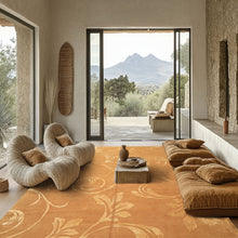 8x10 Hand Knotted Wool & Pure Silk Tone on Tone Gold, Premium Tibetan Transitional Embossed Tibetano Designer Botanical motifs Rug