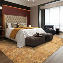 7'11''x9'9'' Hand Knotted Wool Brown, Gold Indo Tibetan Transitional Rug